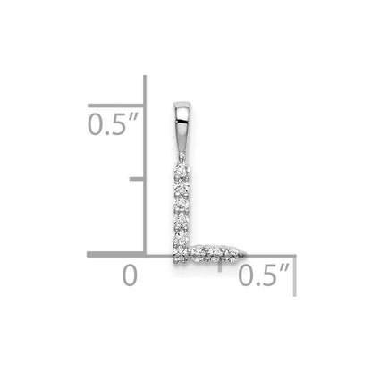 LGWP 14k White Gold 1/10 carat Lab Grown Diamond VS/SI+ G+ Complete Letter L Initial Pendant