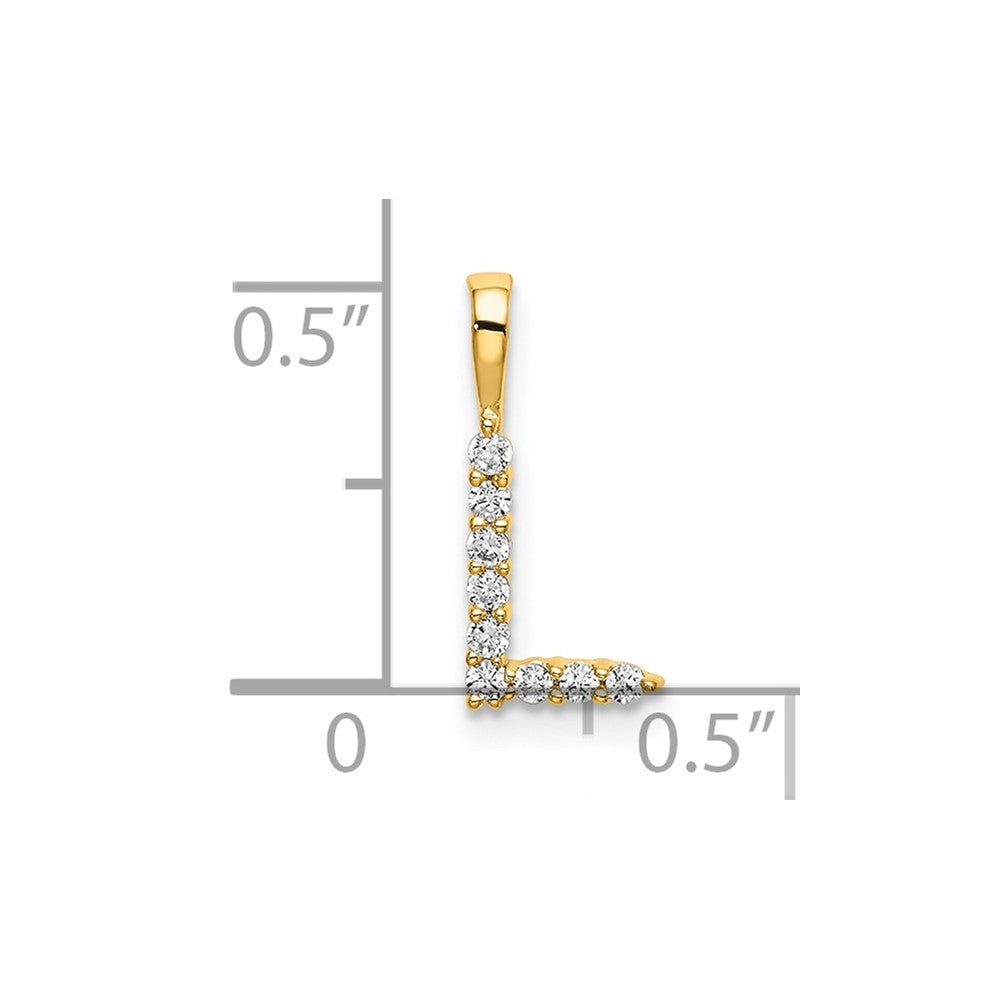 LGYP 14k 1/10 carat Lab Grown Diamond VS/SI+ G+ Complete Letter L Initial Pendant