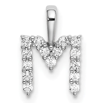 LGWP 14k White Gold 1/6 carat Lab Grown Diamond VS/SI+ G+ Complete Letter M Initial Pendant