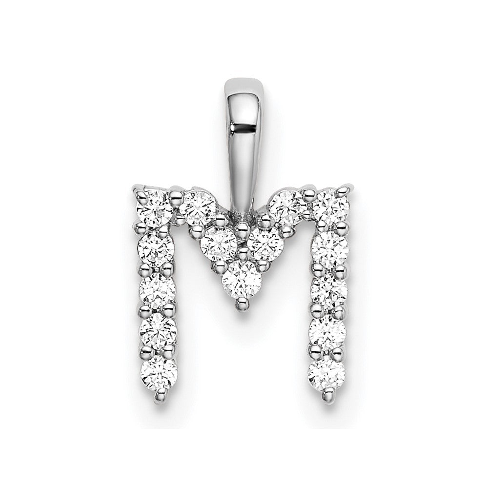 LGWP 14k White Gold 1/6 carat Lab Grown Diamond VS/SI+ G+ Complete Letter M Initial Pendant