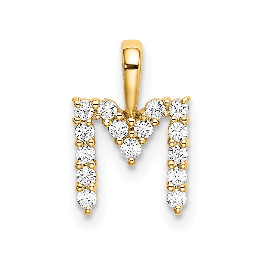14k 1/6 carat Lab Grown Diamond VS/SI+ G+ Complete Letter M Initial Pendant
