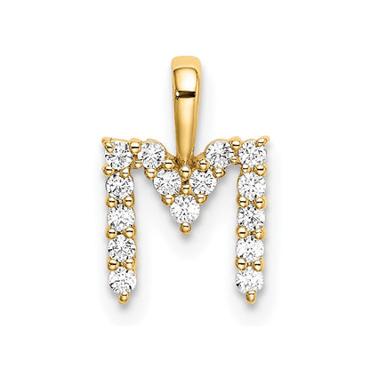 14k 1/6 carat Lab Grown Diamond VS/SI+ G+ Complete Letter M Initial Pendant