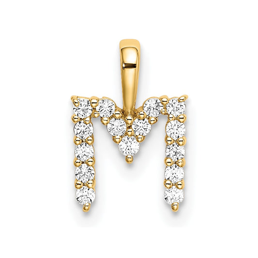 14k 1/6 carat Lab Grown Diamond VS/SI+ G+ Complete Letter M Initial Pendant