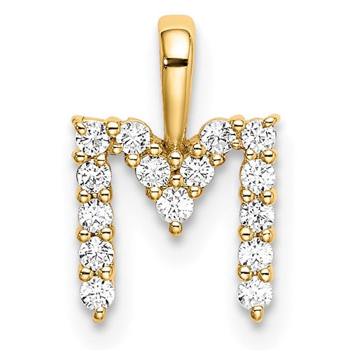 14k 1/6 carat Lab Grown Diamond VS/SI+ G+ Complete Letter M Initial Pendant