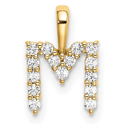 14k 1/6 carat Lab Grown Diamond VS/SI+ G+ Complete Letter M Initial Pendant