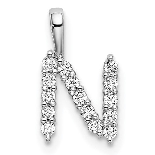 LGWP 14k White Gold 1/6 carat Lab Grown Diamond VS/SI+ G+ Complete Letter N Initial Pendant