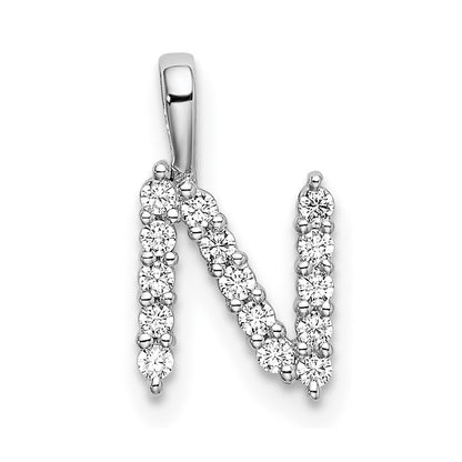 LGWP 14k White Gold 1/6 carat Lab Grown Diamond VS/SI+ G+ Complete Letter N Initial Pendant