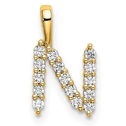 14k 1/6 carat Lab Grown Diamond VS/SI+ G+ Complete Letter N Initial Pendant