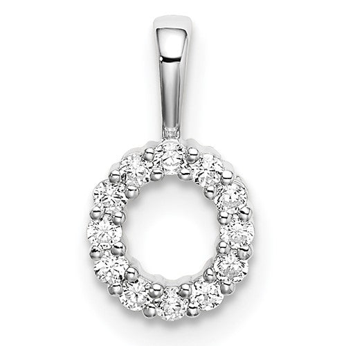 LGWP 14k White Gold 1/8 carat Lab Grown Diamond VS/SI+ G+ Complete Letter O Intitial Pendant