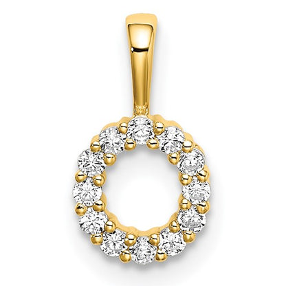 14k 1/8 carat Lab Grown Diamond VS/SI+ G+ Complete Letter O Intitial Pendant