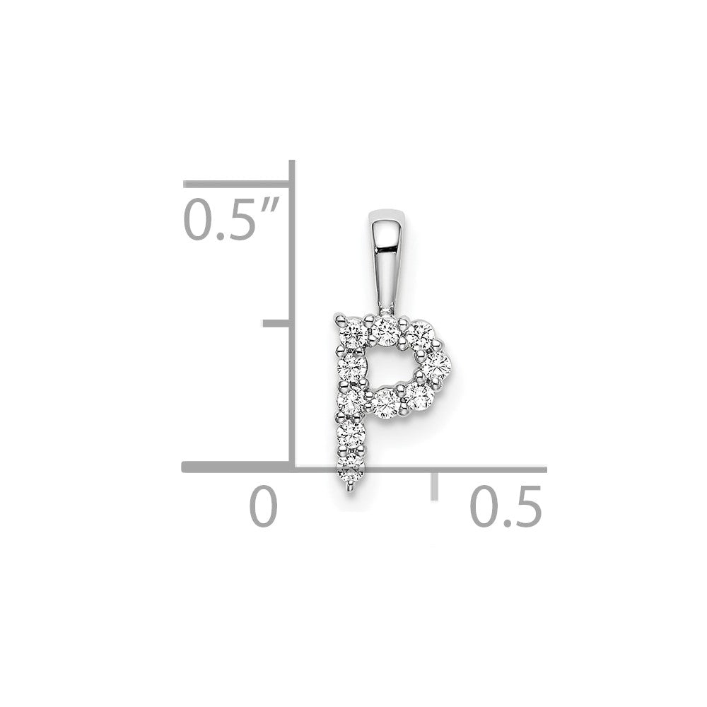 LGWP 14k White Gold 1/10 carat Lab Grown Diamond VS/SI+ G+ Complete Letter P Initial Pendant