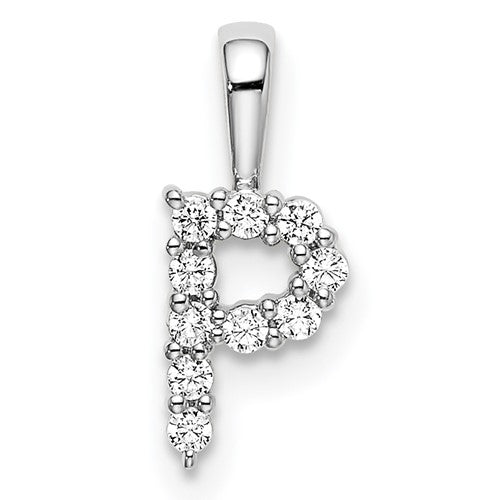 LGWP 14k White Gold 1/10 carat Lab Grown Diamond VS/SI+ G+ Complete Letter P Initial Pendant