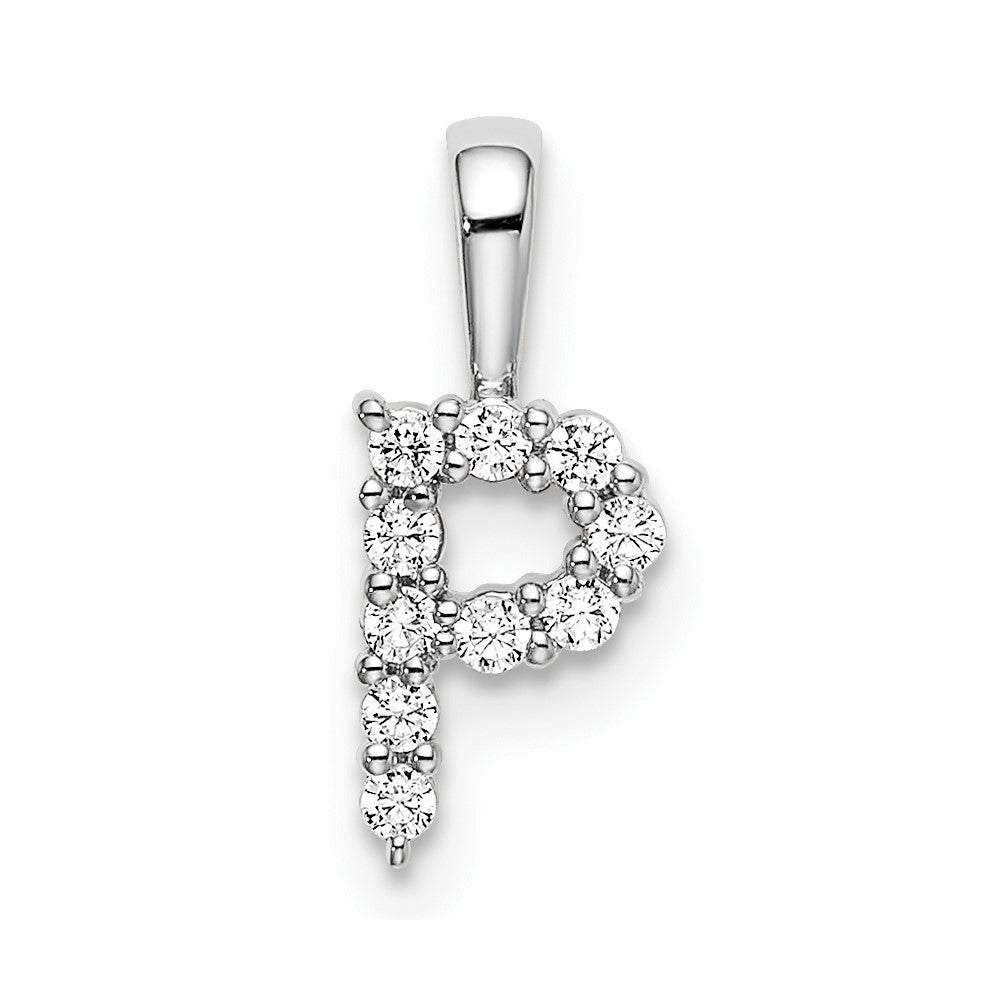LGWP 14k White Gold 1/10 carat Lab Grown Diamond VS/SI+ G+ Complete Letter P Initial Pendant