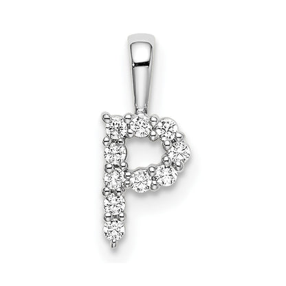 LGWP 14k White Gold 1/10 carat Lab Grown Diamond VS/SI+ G+ Complete Letter P Initial Pendant