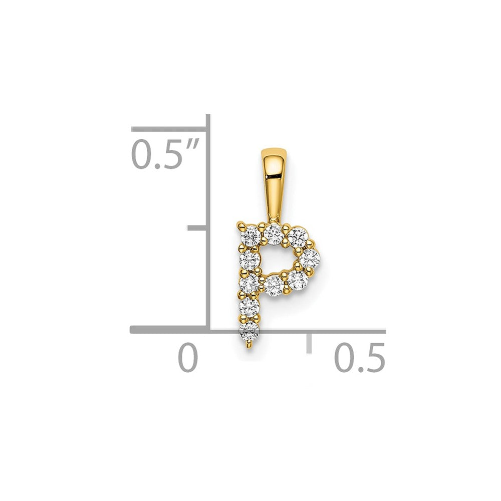 LGYP 14k 1/10 carat Lab Grown Diamond VS/SI+ G+ Complete Letter P Initial Pendant