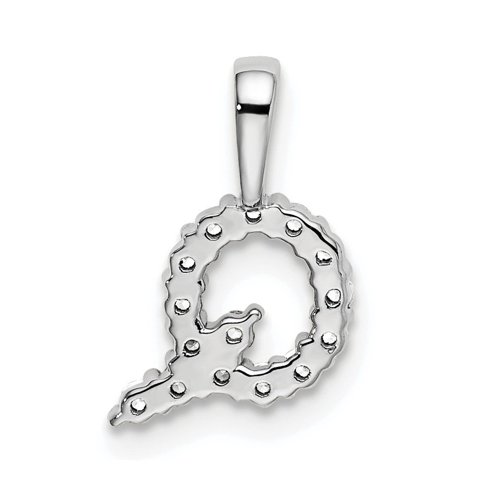LGWP 14k White Gold 1/6 carat Lab Grown Diamond VS/SI+ G+ Complete Letter Q Initial Pendant