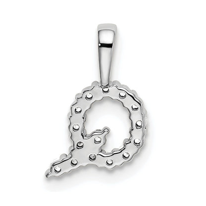 LGWP 14k White Gold 1/6 carat Lab Grown Diamond VS/SI+ G+ Complete Letter Q Initial Pendant