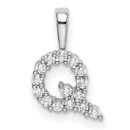 LGWP 14k White Gold 1/6 carat Lab Grown Diamond VS/SI+ G+ Complete Letter Q Initial Pendant