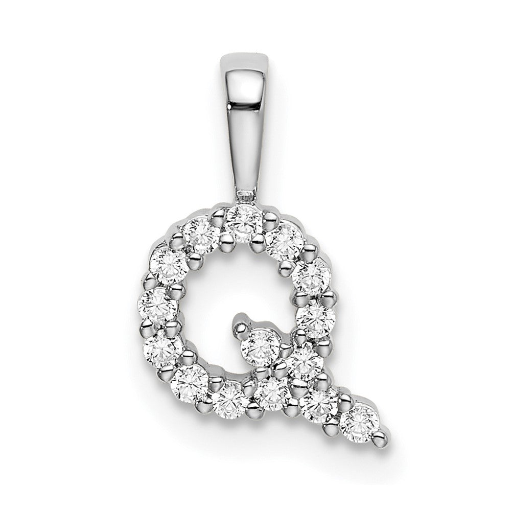 LGWP 14k White Gold 1/6 carat Lab Grown Diamond VS/SI+ G+ Complete Letter Q Initial Pendant