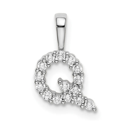 LGWP 14k White Gold 1/6 carat Lab Grown Diamond VS/SI+ G+ Complete Letter Q Initial Pendant
