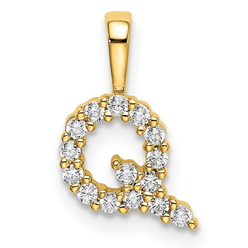 LGYP P 14k 1/6 carat Lab Grown Diamond VS/SI+ G+ Complete Letter Q Initial Pendant