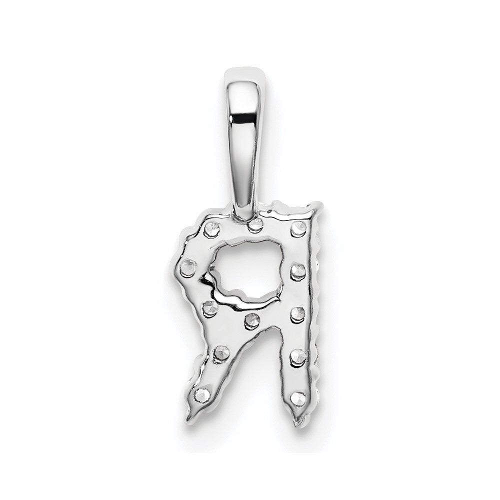 LGWP 14k White Gold 1/8 carat Lab Grown Diamond VS/SI+ G+ Complete Letter R Initial Pendant