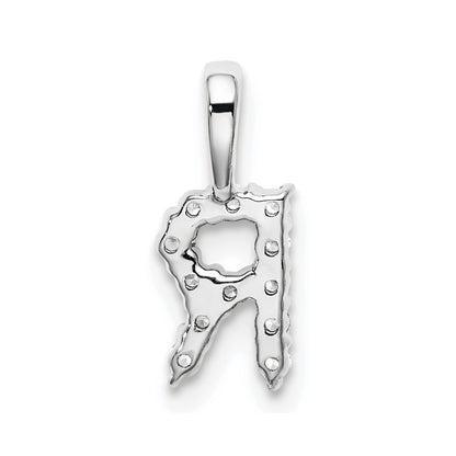 LGWP 14k White Gold 1/8 carat Lab Grown Diamond VS/SI+ G+ Complete Letter R Initial Pendant