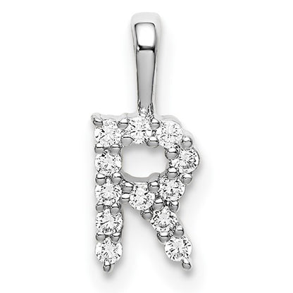 LGWP 14k White Gold 1/8 carat Lab Grown Diamond VS/SI+ G+ Complete Letter R Initial Pendant