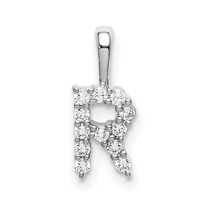 LGWP 14k White Gold 1/8 carat Lab Grown Diamond VS/SI+ G+ Complete Letter R Initial Pendant