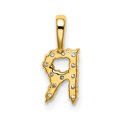 LGYP 14k 1/8 carat Lab Grown Diamond VS/SI+ G+ Complete Letter R Initial Pendant