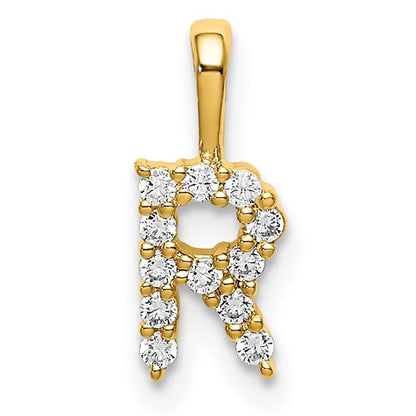 LGYP 14k 1/8 carat Lab Grown Diamond VS/SI+ G+ Complete Letter R Initial Pendant