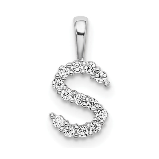LGWP 14k White Gold 1/8 carat Lab Grown Diamond VS/SI+ G+ Complete Letter S Initial Pendant