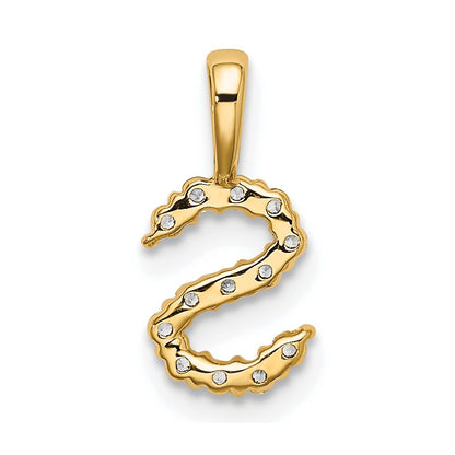 14k 1/8 carat Lab Grown Diamond VS/SI+ G+ Complete Letter S Initial Pendant