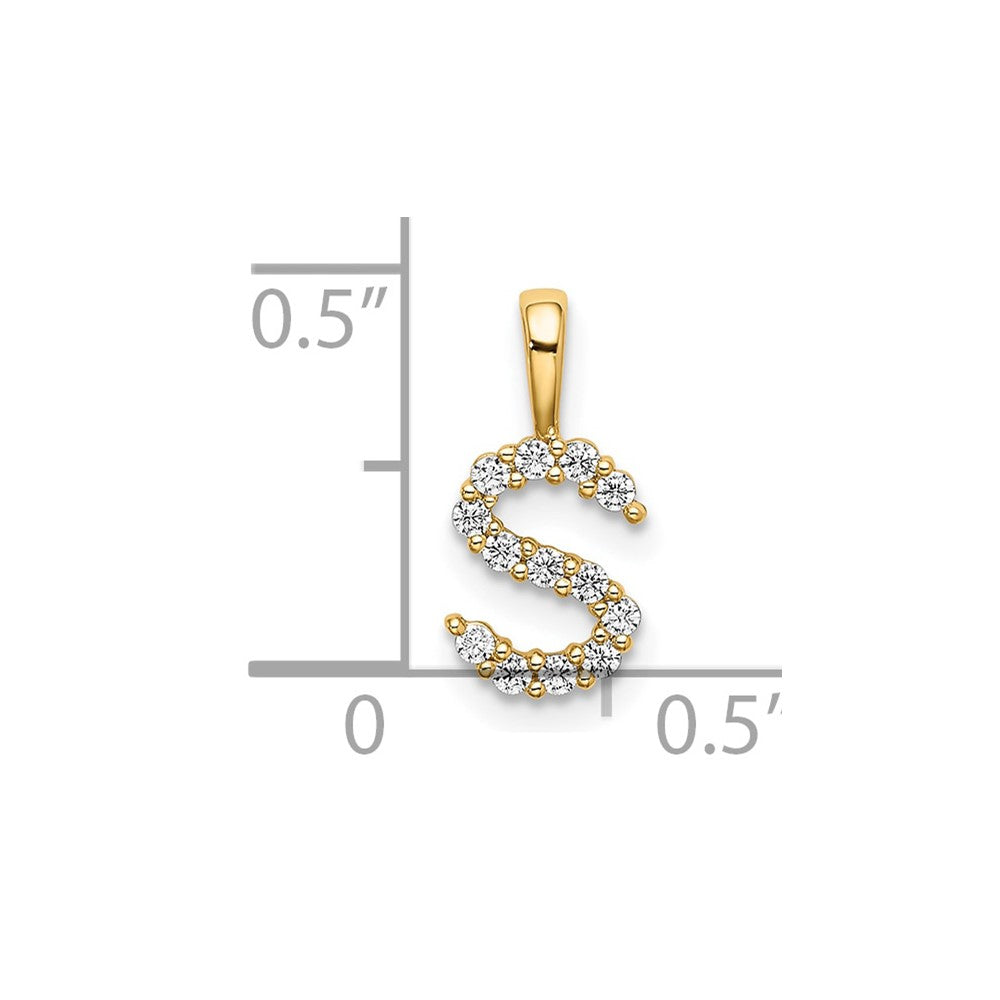 14k 1/8 carat Lab Grown Diamond VS/SI+ G+ Complete Letter S Initial Pendant