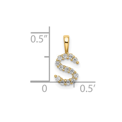 14k 1/8 carat Lab Grown Diamond VS/SI+ G+ Complete Letter S Initial Pendant