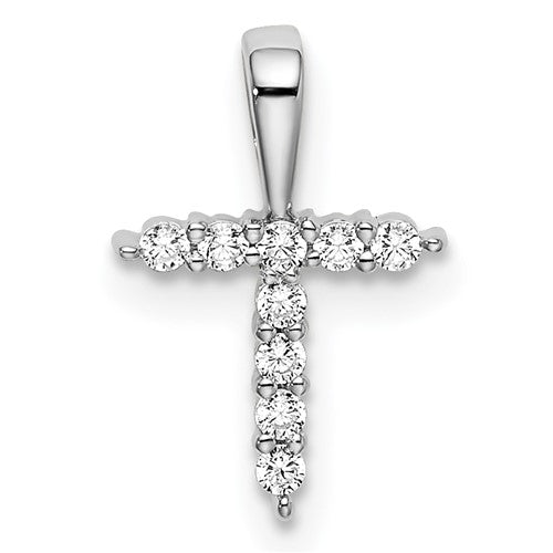 LGWP 14k White Gold 1/10 carat Lab Grown Diamond VS/SI+ G+ Complete Letter T Initial Pendant