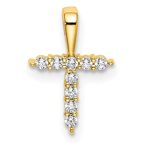 LGYP 14k 1/10 carat Lab Grown Diamond VS/SI+ G+ Complete Letter T Initial Pendant