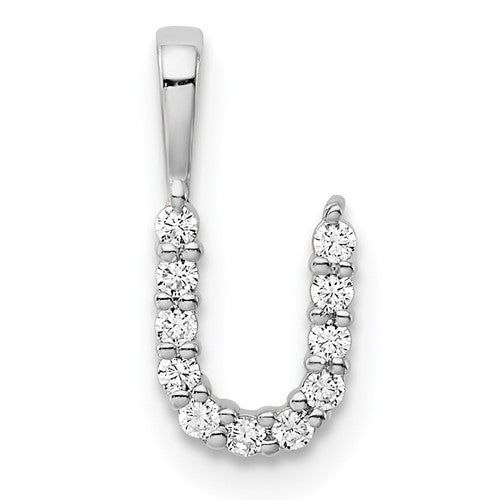 LGWP 14k White Gold 1/8 carat Lab Grown Diamond VS/SI+ G+ Complete Letter U Initial Pendant