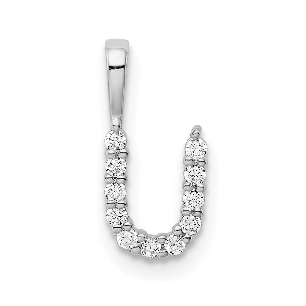 LGWP 14k White Gold 1/8 carat Lab Grown Diamond VS/SI+ G+ Complete Letter U Initial Pendant