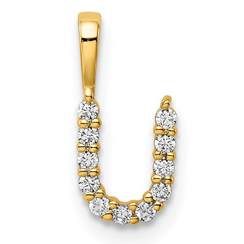 LGYP 14k 1/8 carat Lab Grown Diamond VS/SI+ G+ Complete Letter U Initial Pendant