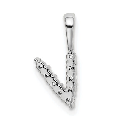 LGWP 14k White Gold 1/10 carat Lab Grown Diamond VS/SI+ G+ Complete 18 inch Letter V Initial Pendant Necklace
