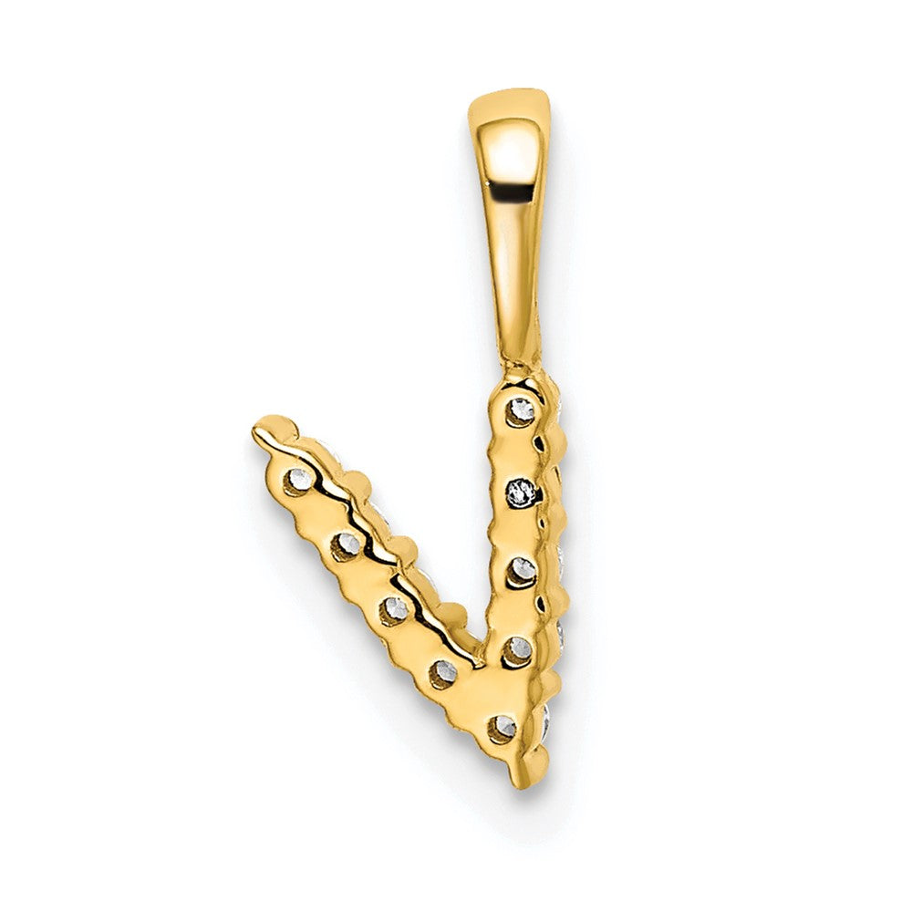 14k 1/10 carat Lab Grown Diamond VS/SI+ G+ Complete Letter V Initial Pendant