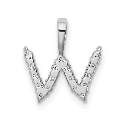 LGWP 14k White Gold 1/6 carat Lab Grown Diamond VS/SI+ G+ Complete Letter W Initial Pendant