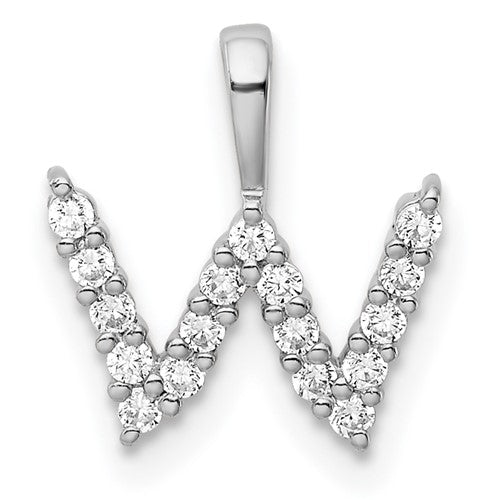 LGWP 14k White Gold 1/6 carat Lab Grown Diamond VS/SI+ G+ Complete Letter W Initial Pendant