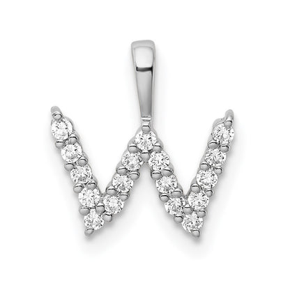 LGWP 14k White Gold 1/6 carat Lab Grown Diamond VS/SI+ G+ Complete Letter W Initial Pendant