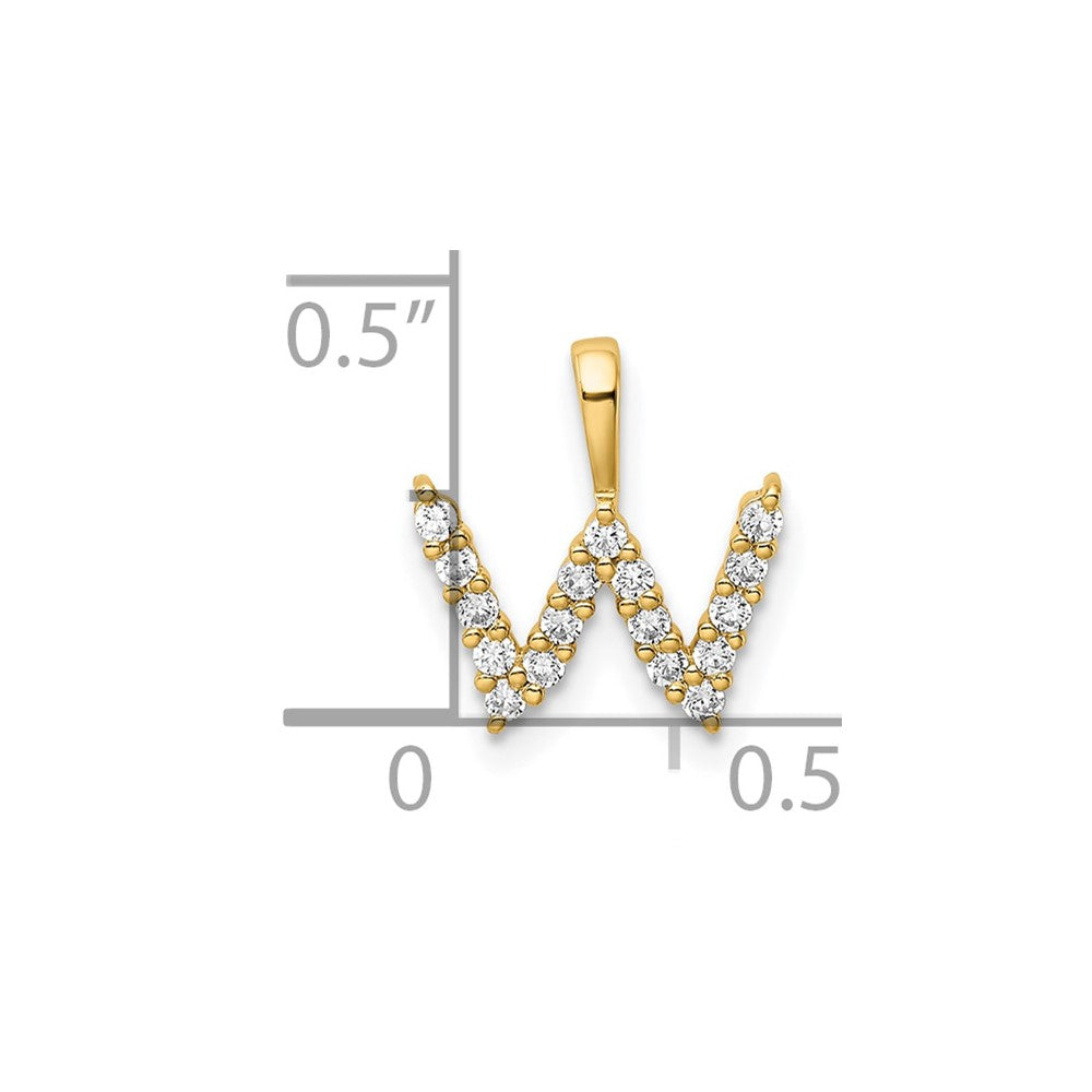 LGYP 14k 1/6 carat Lab Grown Diamond VS/SI+ G+ Complete Letter W Initial Pendant