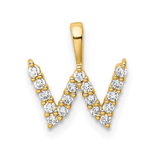 LGYP 14k 1/6 carat Lab Grown Diamond VS/SI+ G+ Complete Letter W Initial Pendant