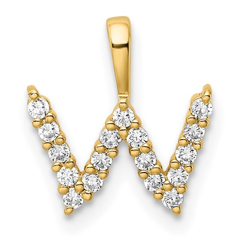 LGYP 14k 1/6 carat Lab Grown Diamond VS/SI+ G+ Complete Letter W Initial Pendant