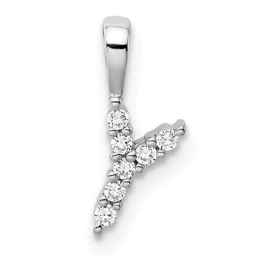 LGWP 14k White Gold 1/15 carat Lab Grown Diamond VS/SI+ G+ Complete Letter Y Initial Pendant