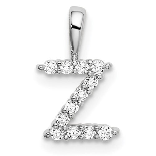 LGWP 14k White Gold 1/8 carat Lab Grown Diamond VS/SI+ G+ Complete Letter Z Intitial Pendant